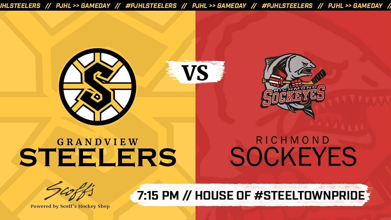 It's #GAMEDAY as the #PJHLSteelers have a tough contest in the visiting Richmond Sockeyes tonight at the House of #SteeltownPride